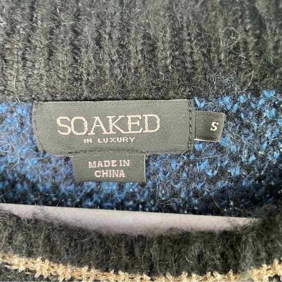 soaked in Luxury Blue Leopard Olive Pullover Sweater - Picture 6 of 8